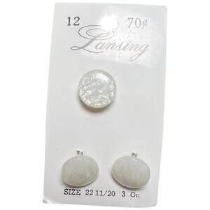 Vintage Lansing Pearlescent White Shank Buttons Set of 3 Size 22